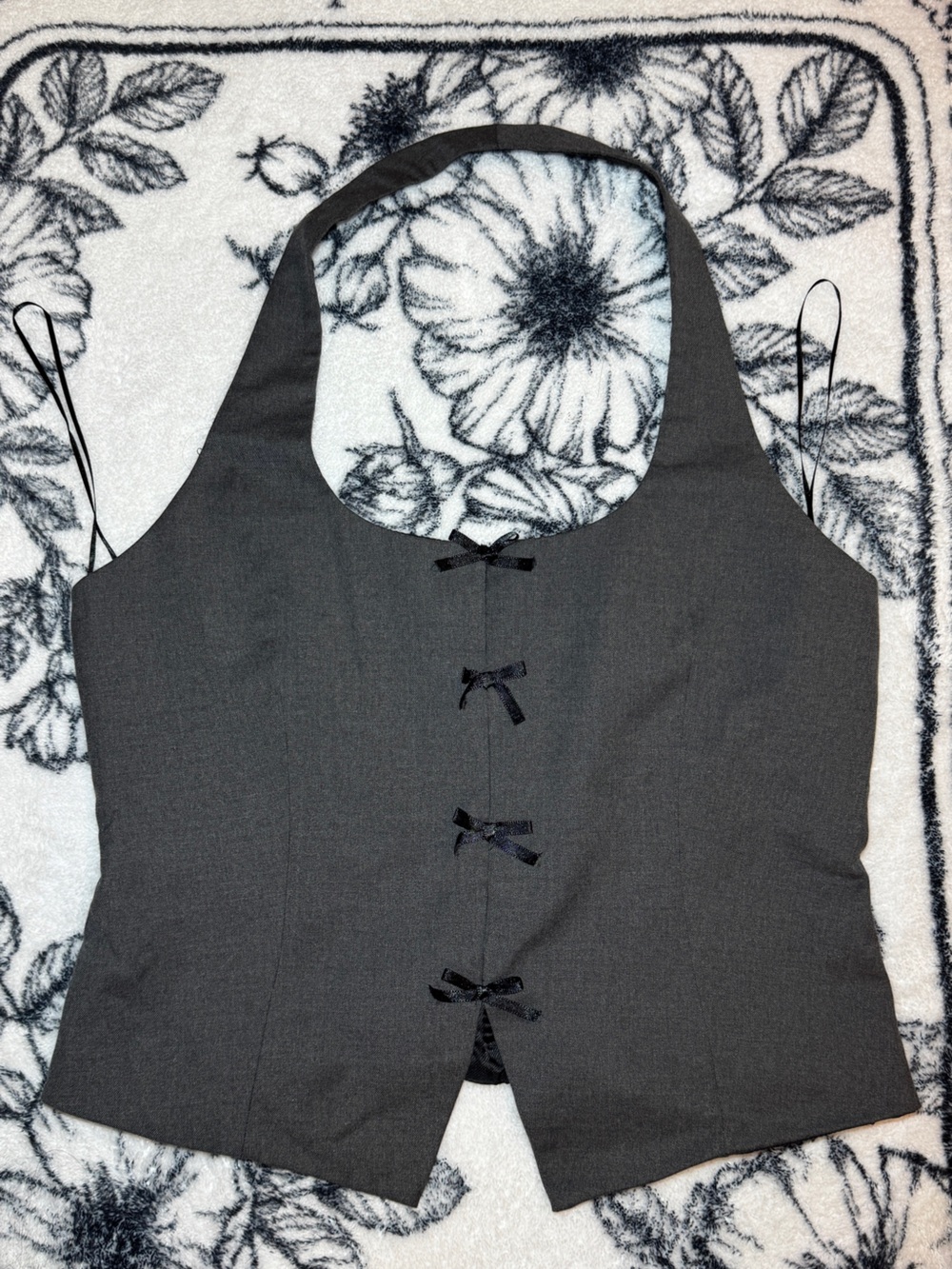 Zara Grey Bow Halter Top - Picture 2 of 6